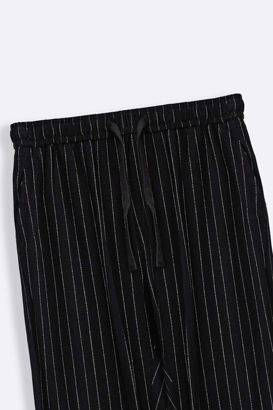 BLACK PIN STRIPED TROUSERS