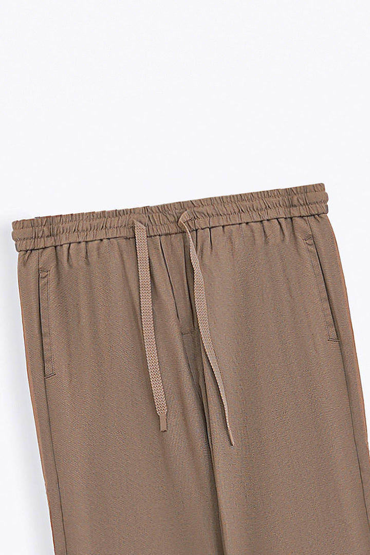 BEIGE HEMP FIBER TROUSERS