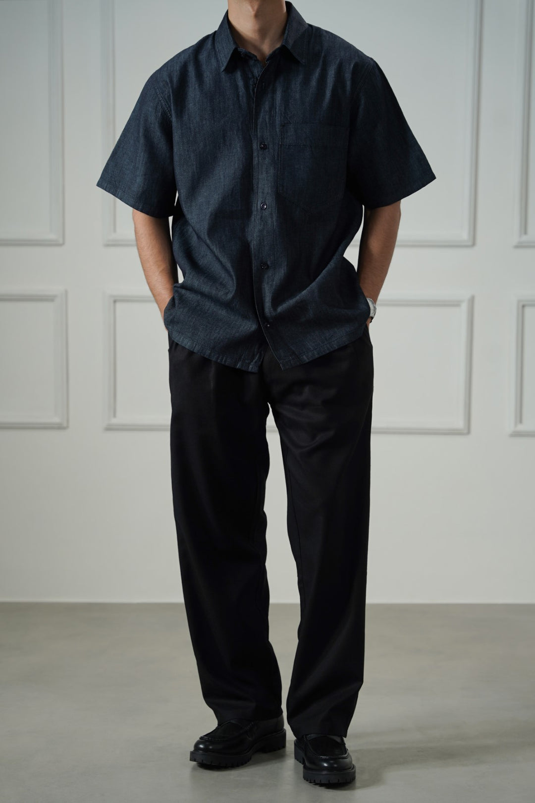 BLACK HEMP FIBER TROUSERS