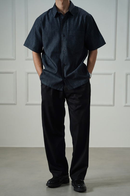 BLACK HEMP FIBER TROUSERS