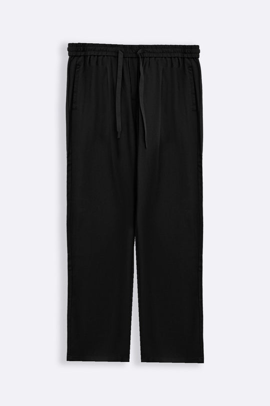 BLACK HEMP FIBER TROUSERS