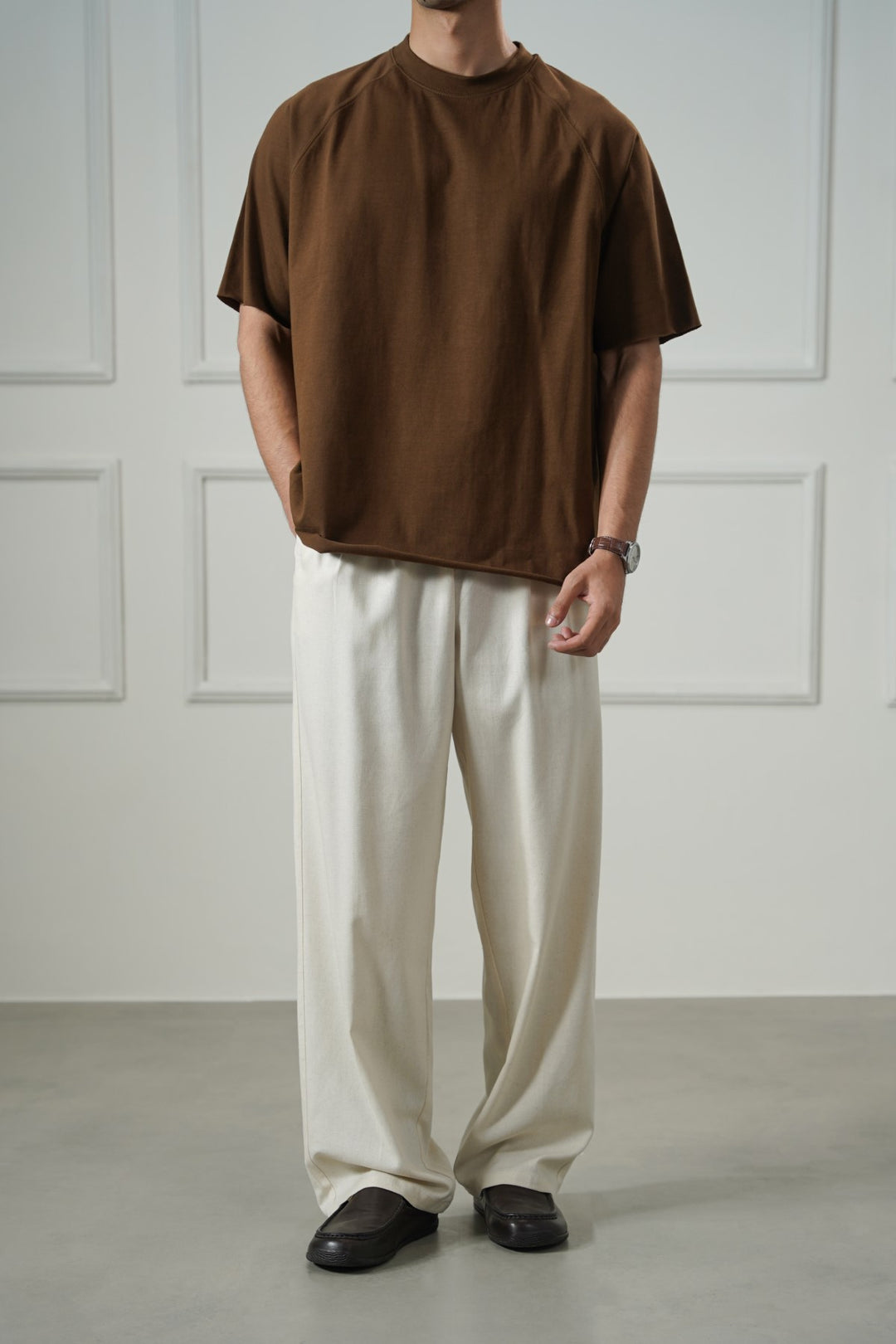 OAT MELANGE HEMP FIBER TROUSERS