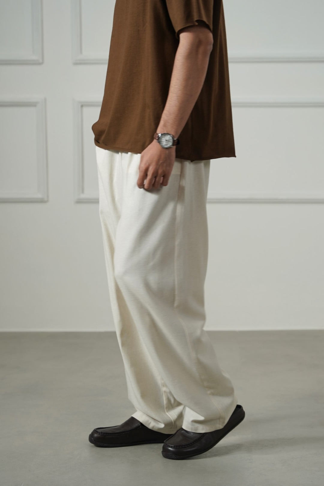 OAT MELANGE HEMP FIBER TROUSERS