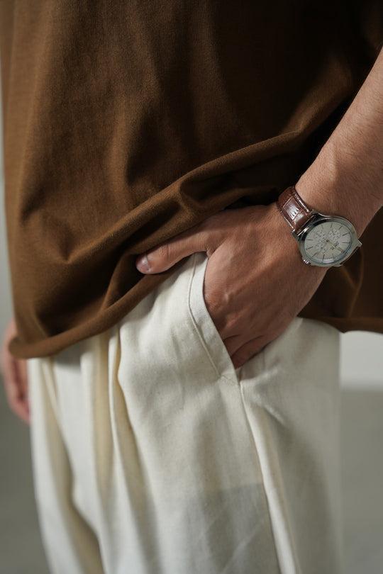 OAT MELANGE HEMP FIBER TROUSERS