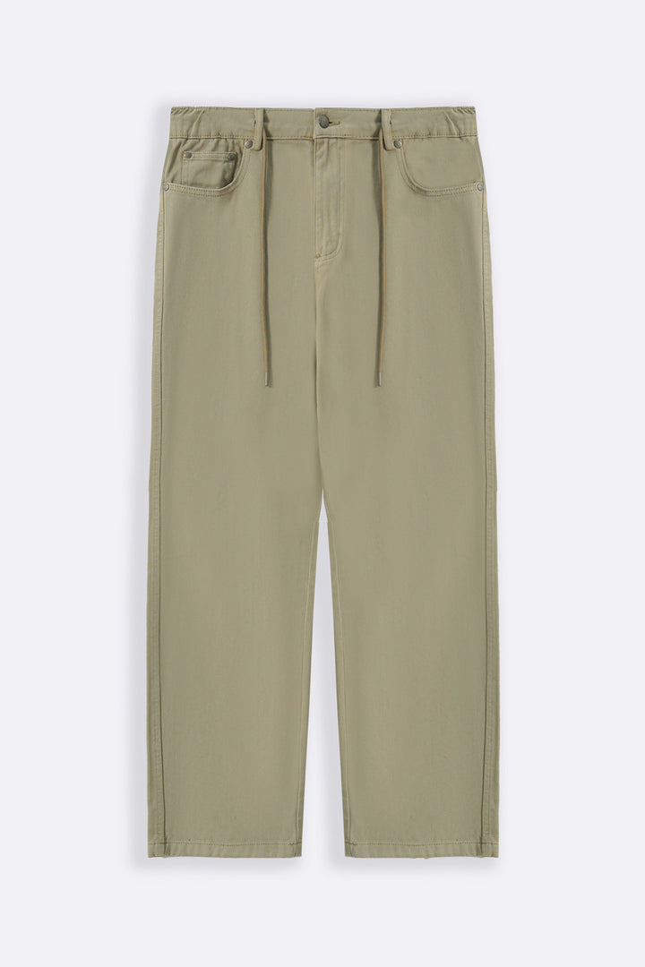 BEIGE PULL-ON TWILL JEANS