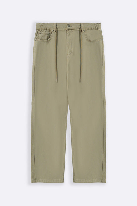 BEIGE PULL-ON TWILL JEANS