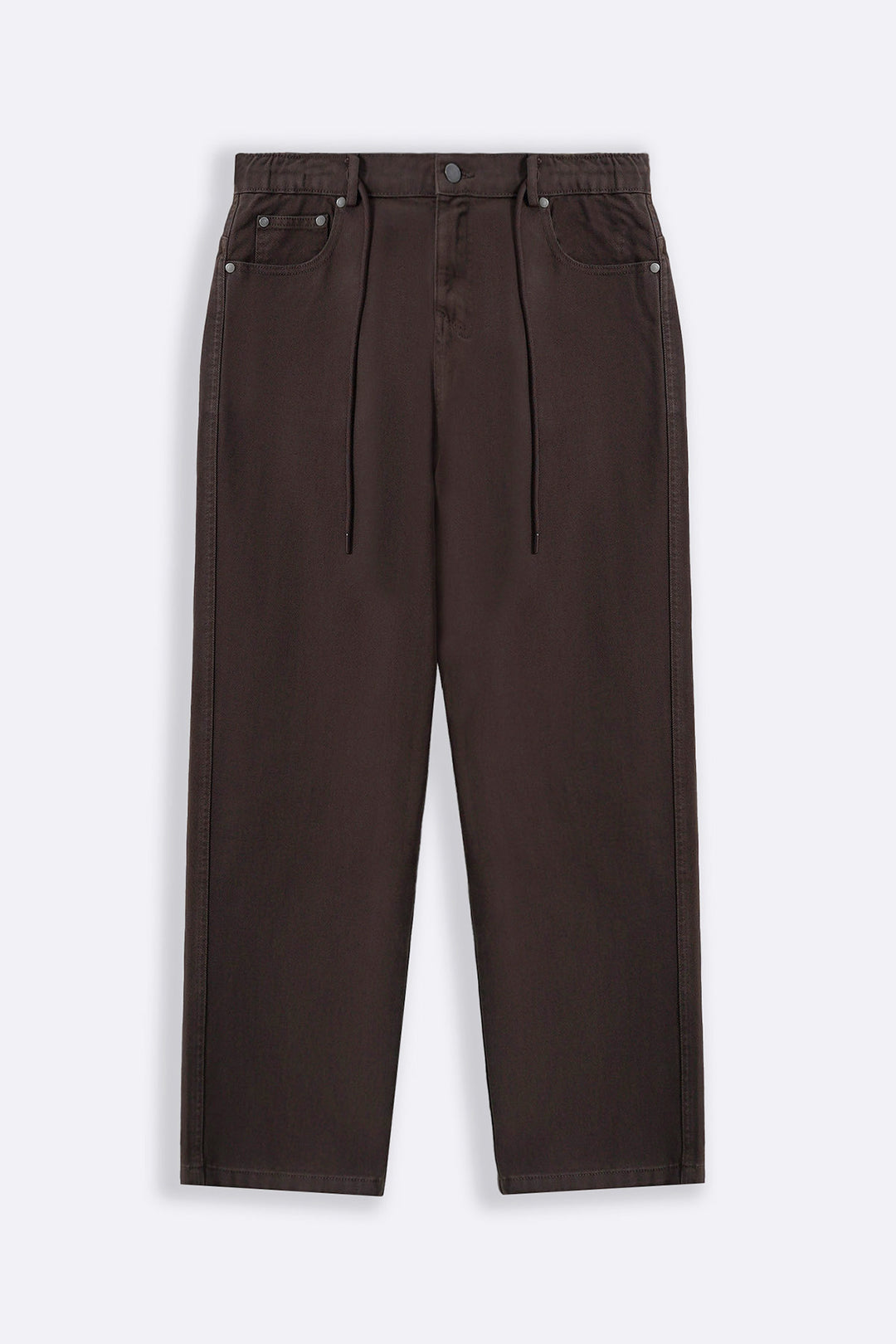 BROWN PULL-ON TWILL JEANS