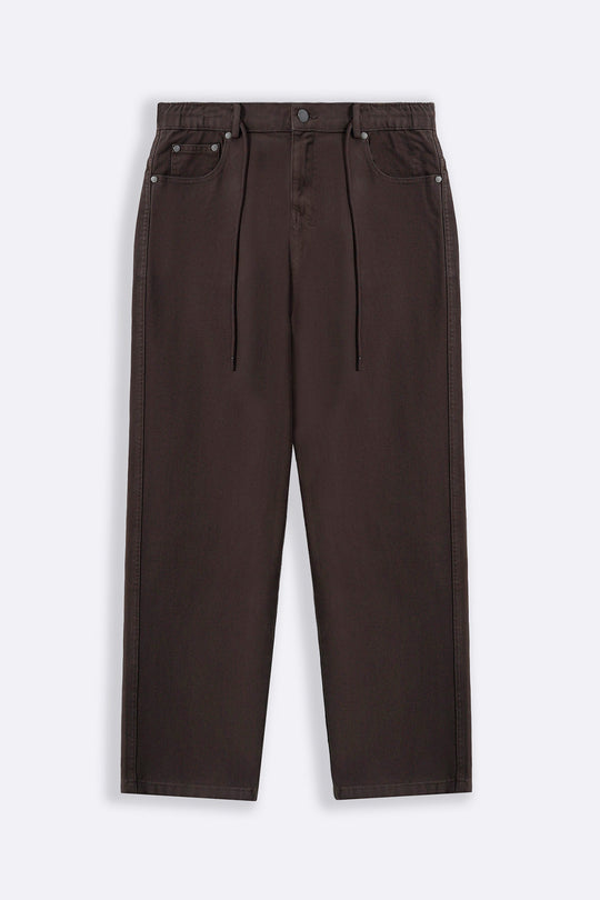 BROWN PULL-ON TWILL JEANS