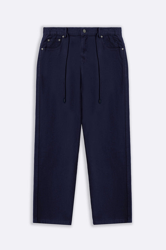 NAVY PULL-ON TWILL JEANS