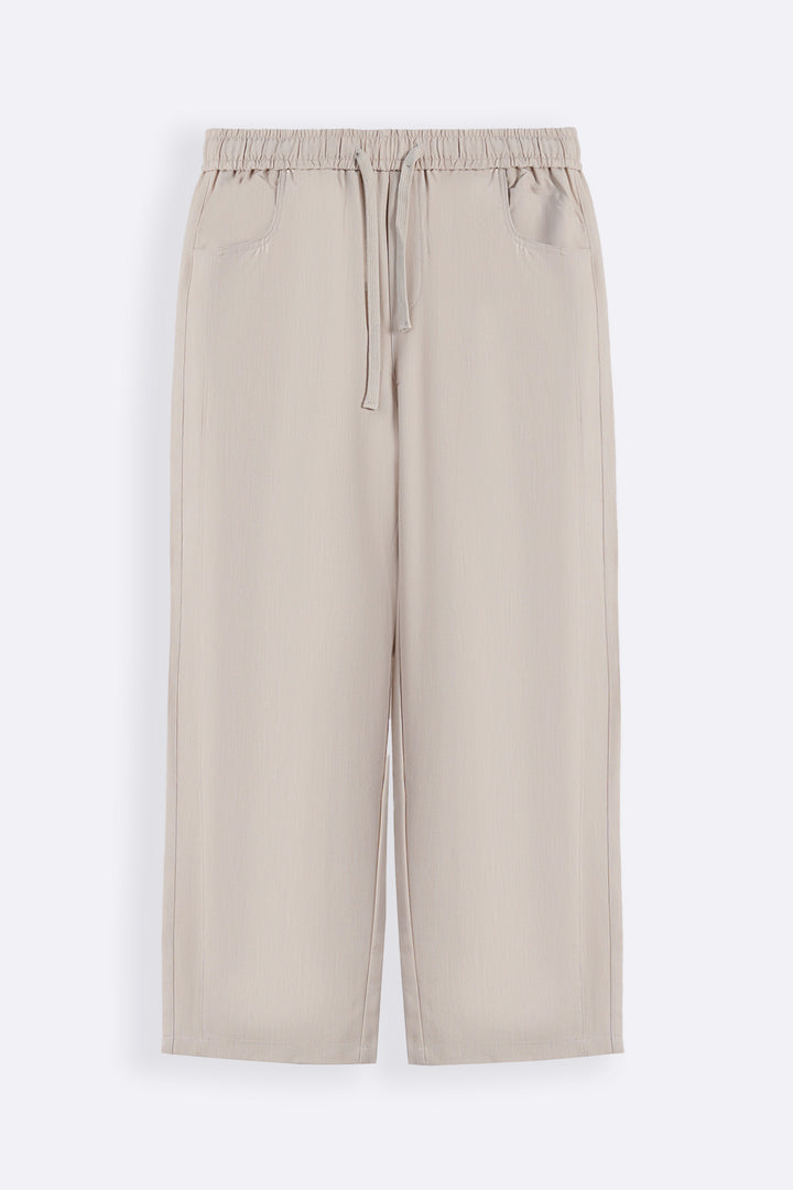 BEIGE TROPICAL FLOWY PANTS