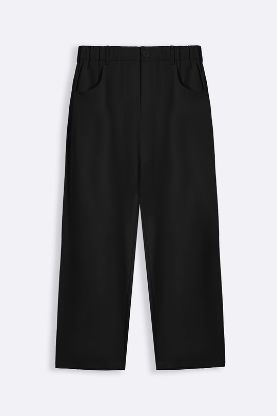 BLACK TWILL BAGGY PANTS