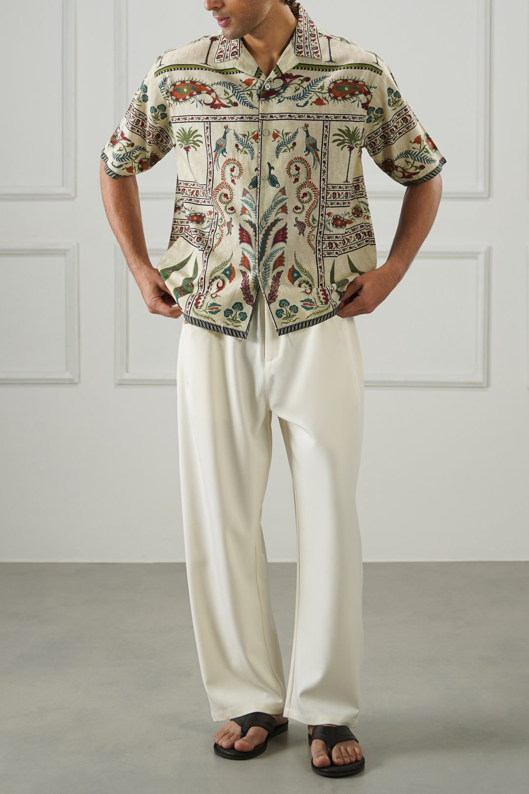 ECRU TWILL BAGGY PANTS