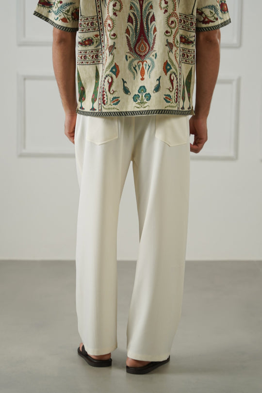 ECRU TWILL BAGGY PANTS