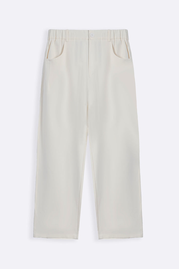 ECRU TWILL BAGGY PANTS