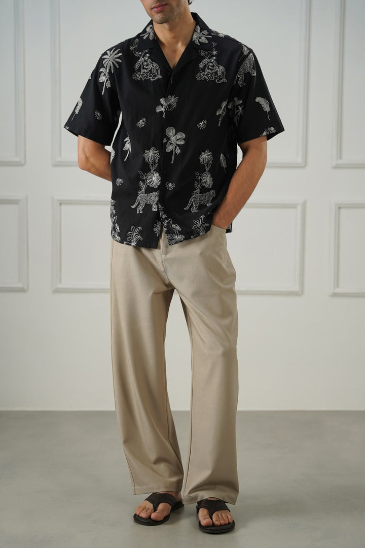 KHAKI TWILL BAGGY PANTS
