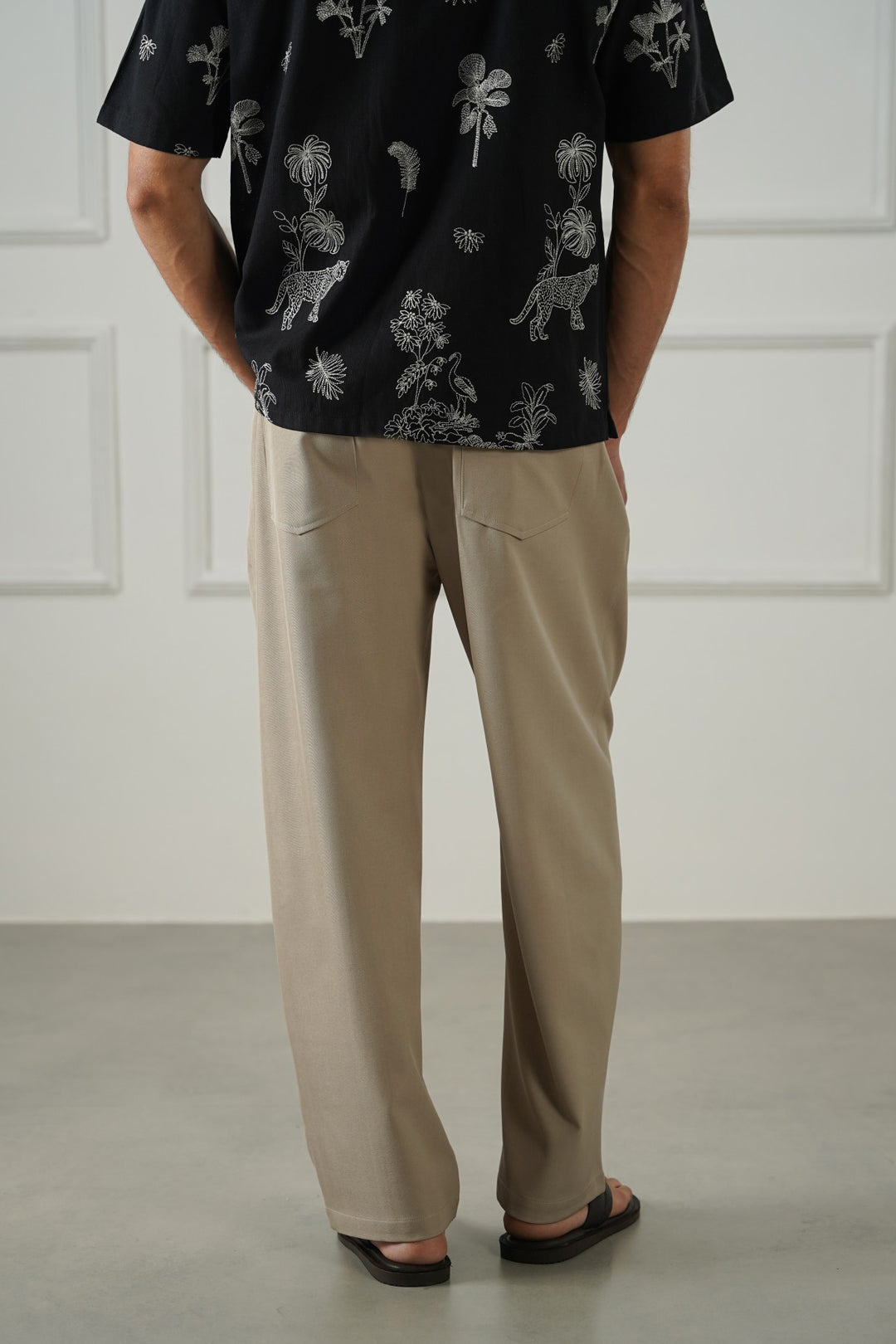 KHAKI TWILL BAGGY PANTS