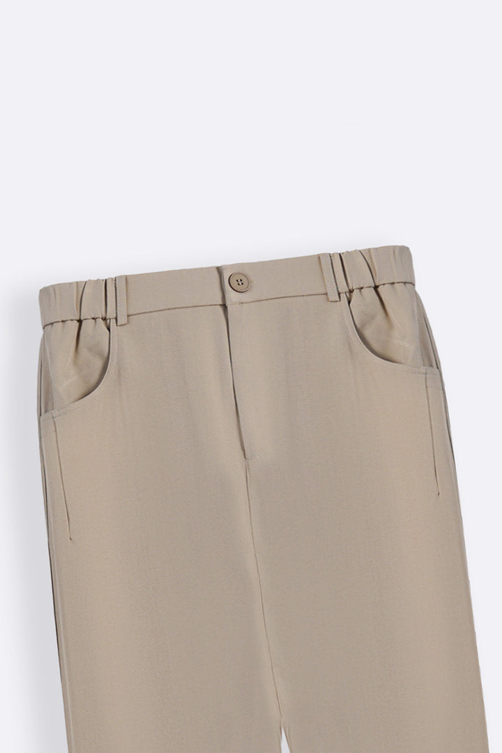 KHAKI TWILL BAGGY PANTS