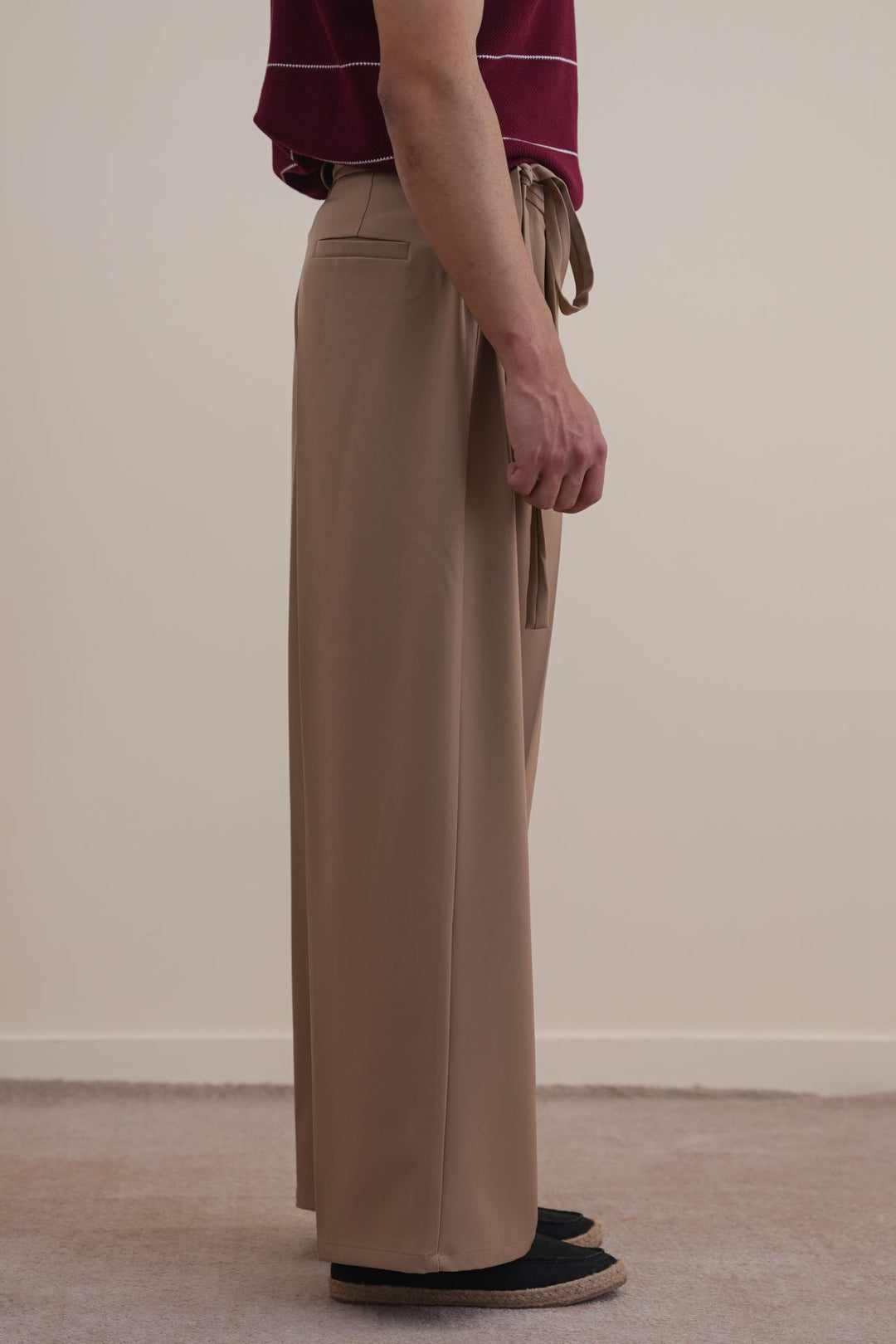 MOUSE GREY TIE UP SLOUCHY PANTS