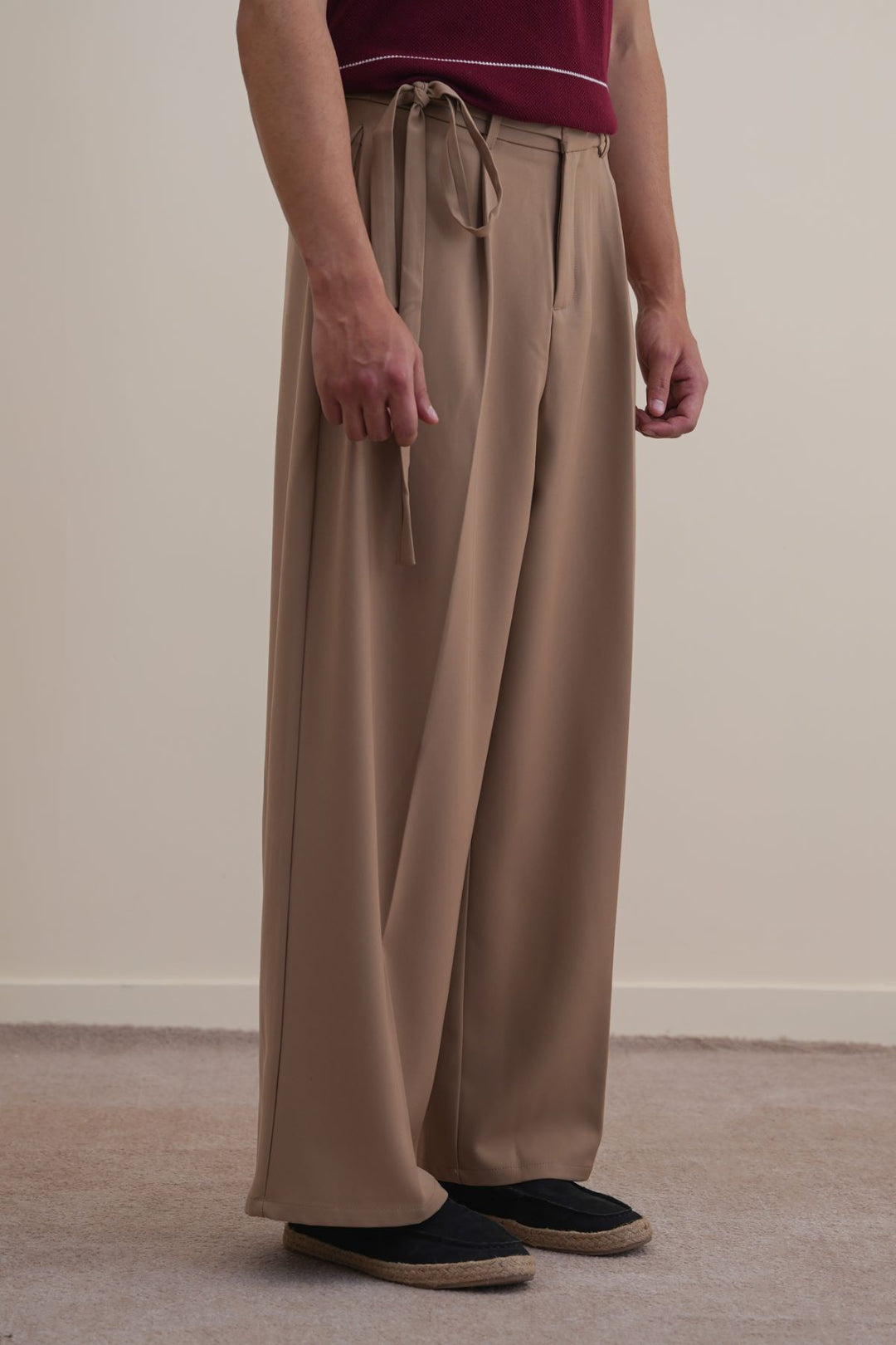 MOUSE GREY TIE UP SLOUCHY PANTS