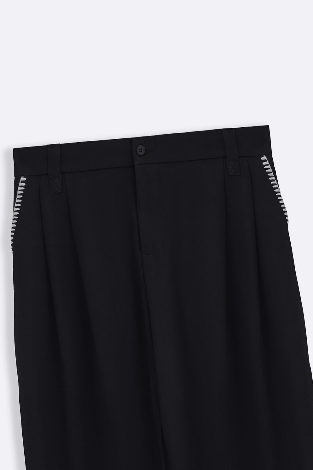 BLACK STITCH DETAIL TAILORED PANTS