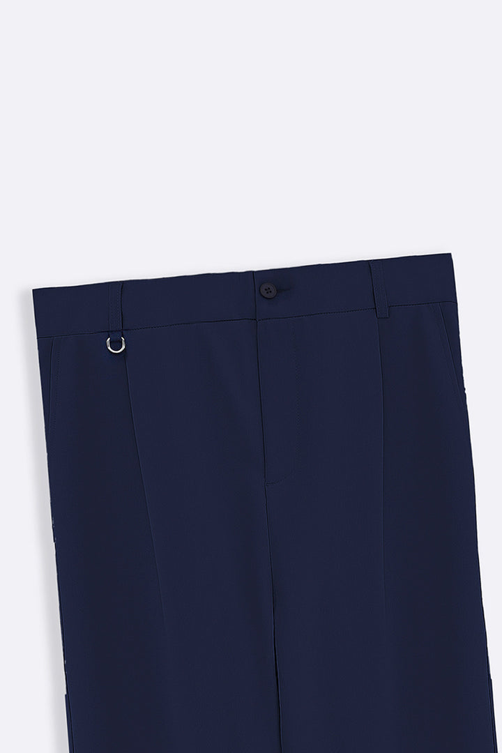 NAVY PLEATED PANTS