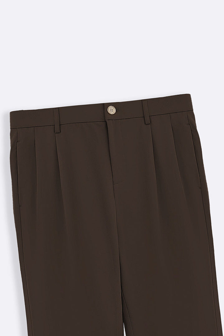BROWN DOUBLE PLEAT PANTS