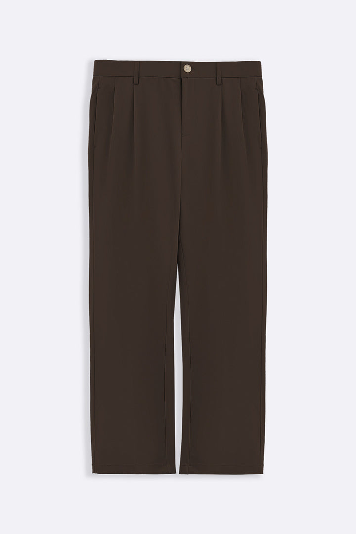 BROWN DOUBLE PLEAT PANTS