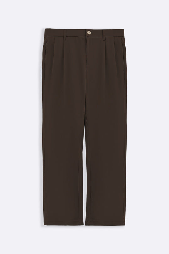 BROWN DOUBLE PLEAT PANTS