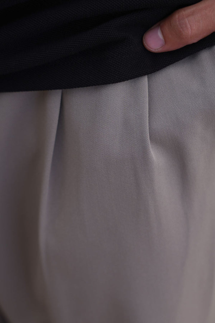 MOUSE GREY DOUBLE PLEAT PANTS