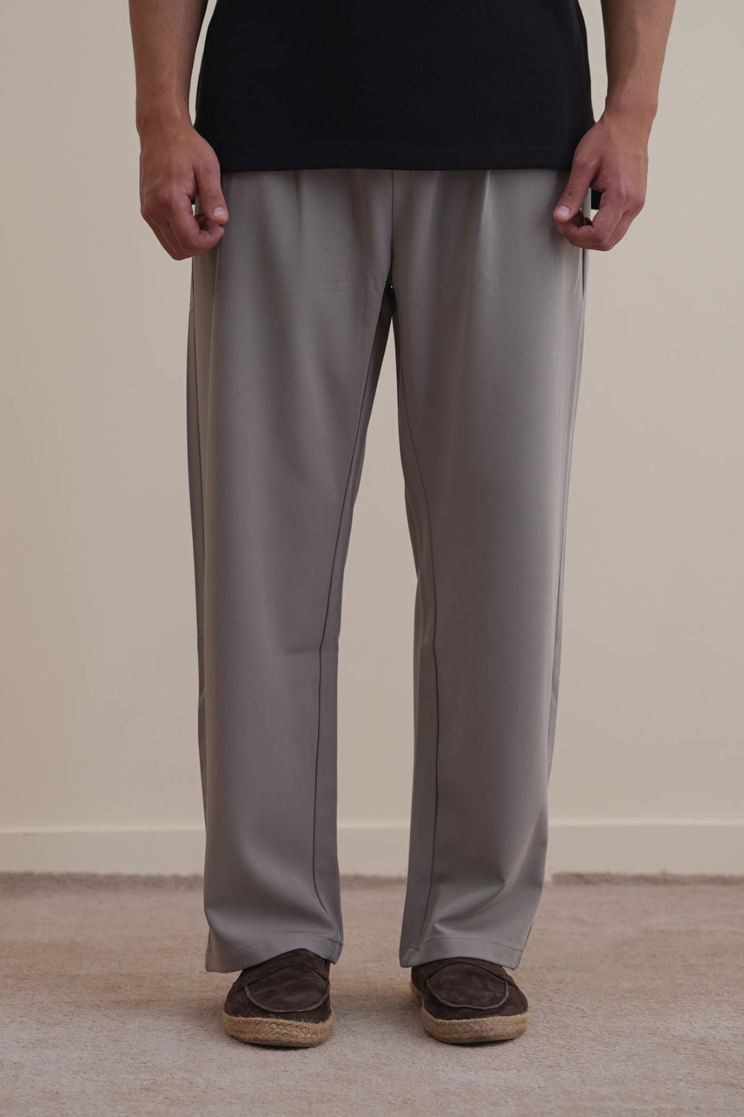 MOUSE GREY DOUBLE PLEAT PANTS