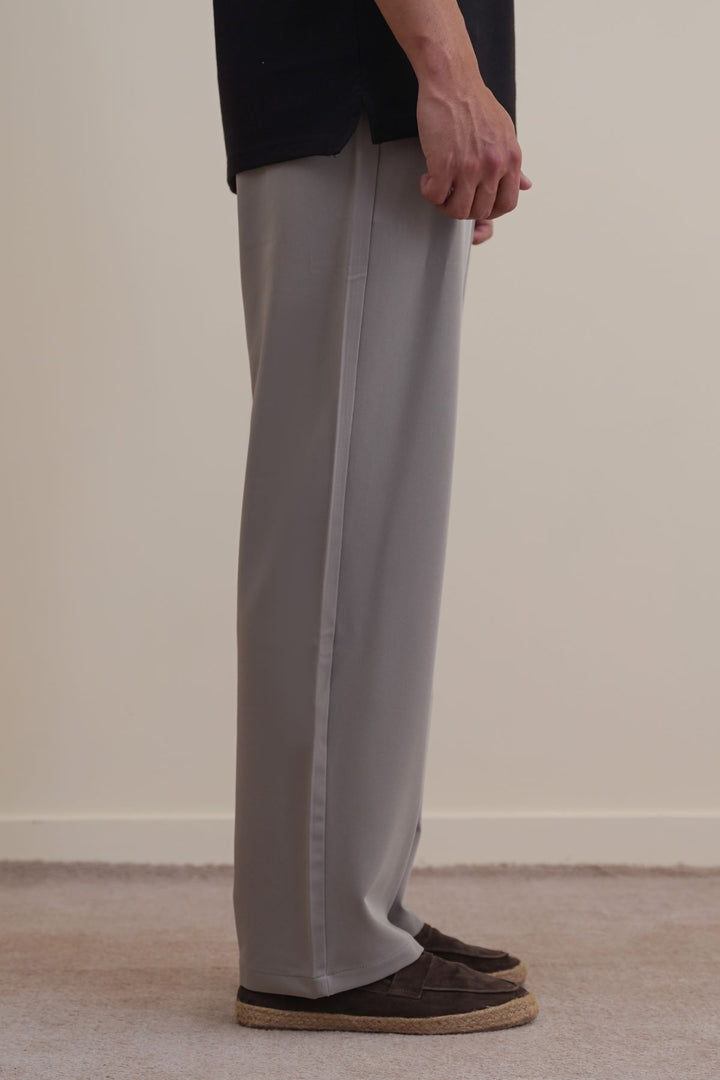 MOUSE GREY DOUBLE PLEAT PANTS