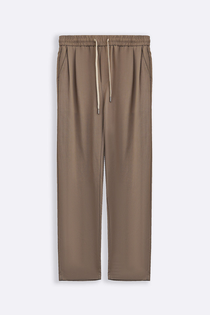 BEIGE TWILL FLOWY PANTS