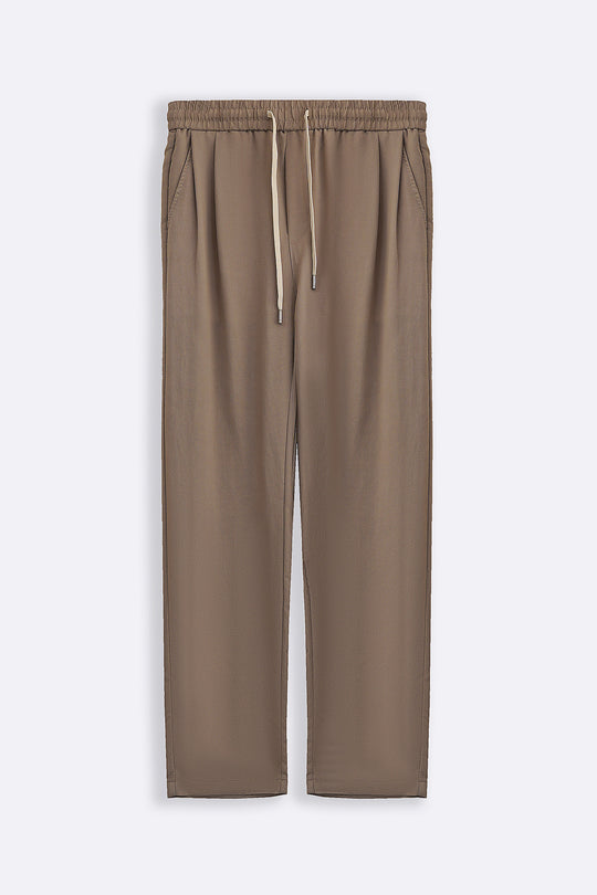 BEIGE TWILL FLOWY PANTS