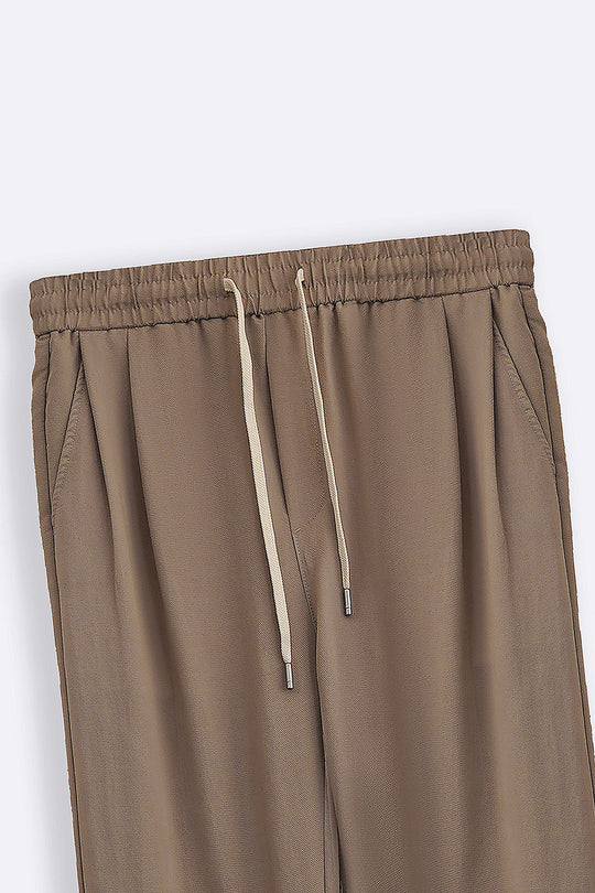BEIGE TWILL FLOWY PANTS