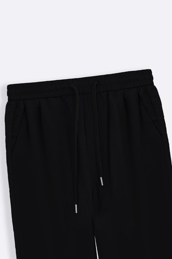 BLACK TWILL FLOWY PANTS