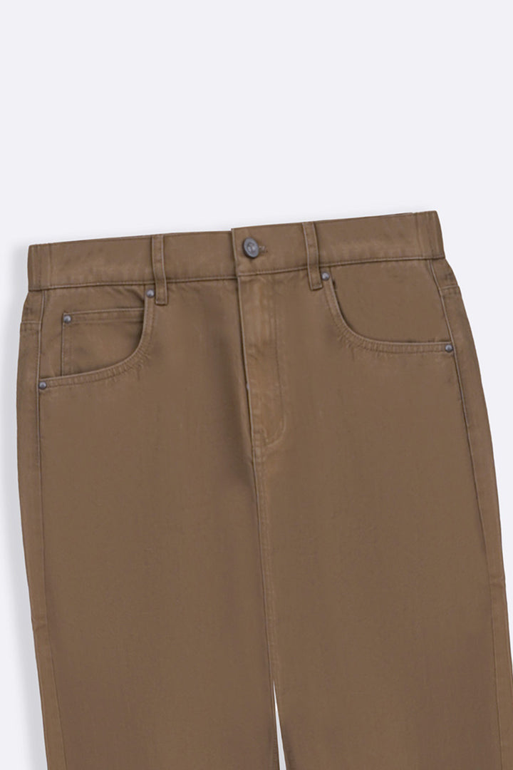 KHAKI TWILL BARREL JEANS