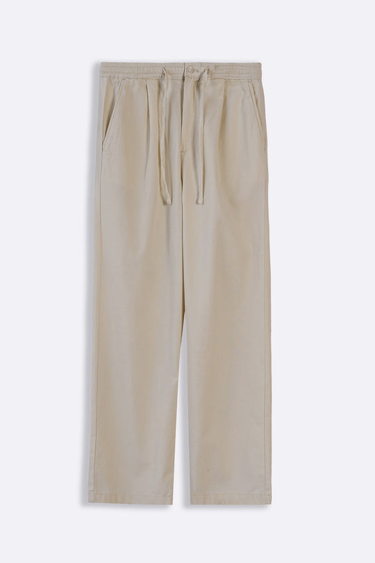 BEIGE EASY PLEATED PANTS