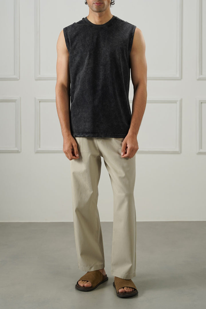 BEIGE EASY PLEATED PANTS