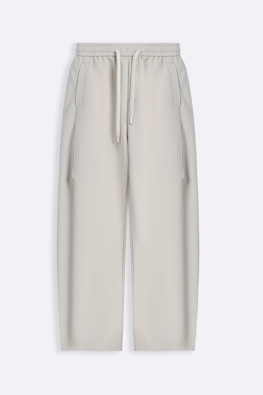 BEIGE PANELLED BARREL PANTS