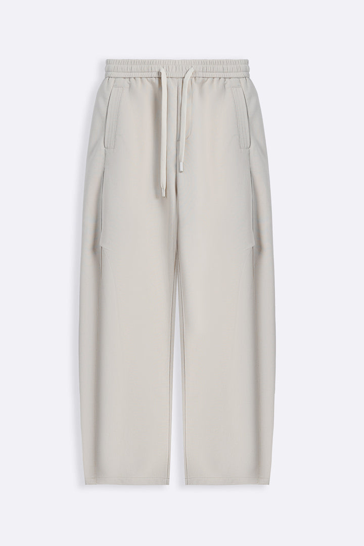 BEIGE PANELLED BARREL PANTS