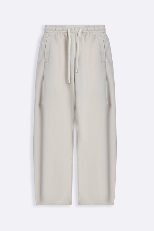 BEIGE PANELLED BARREL PANTS