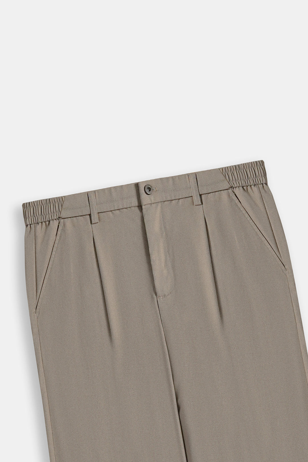 BEIGE RELAXED FIT PLEATED PANTS