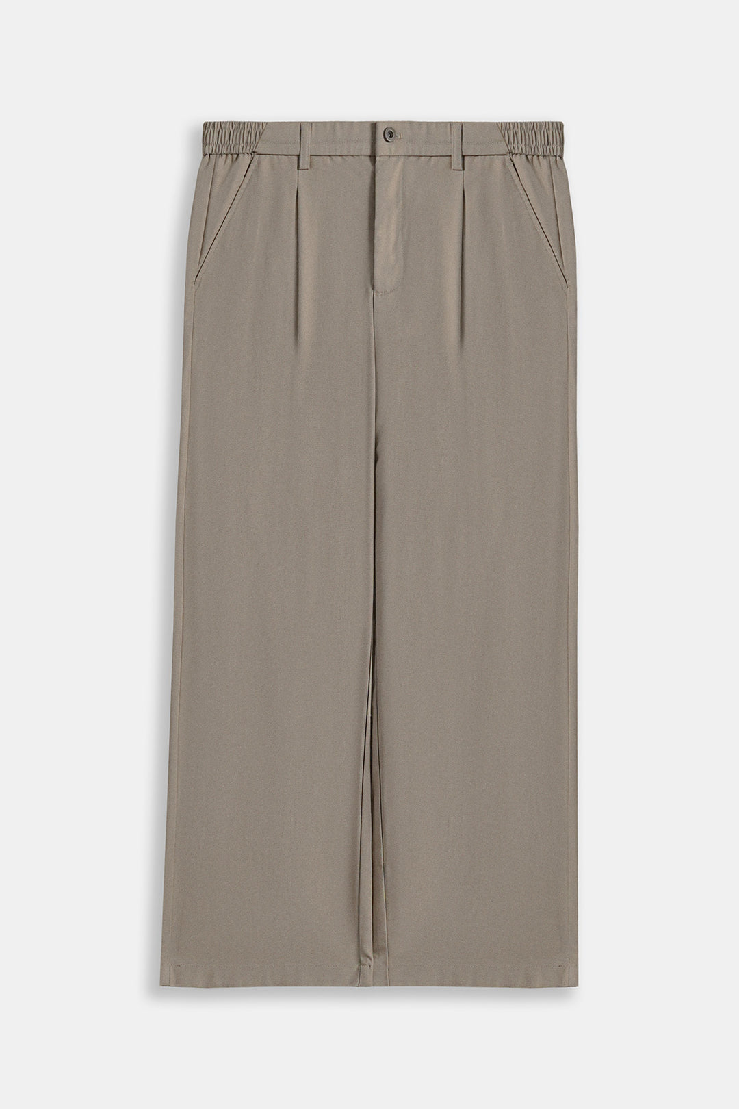 BEIGE RELAXED FIT PLEATED PANTS