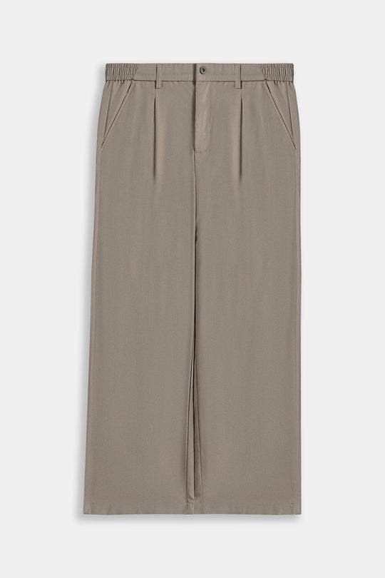 BEIGE RELAXED FIT PLEATED PANTS
