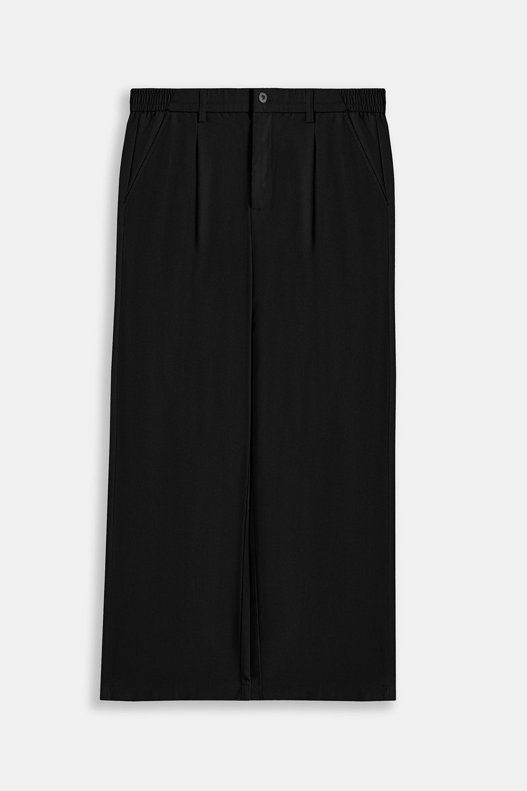 BLACK RELAXED FIT PLEATED PANTS