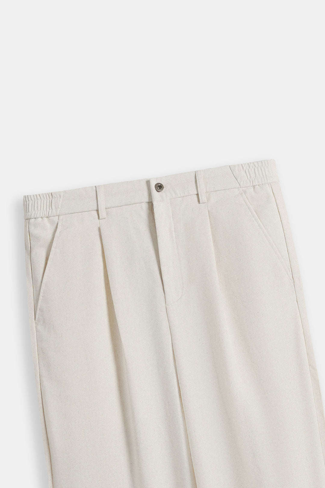 IVORY RELAXED FIT PLEATED PANTS