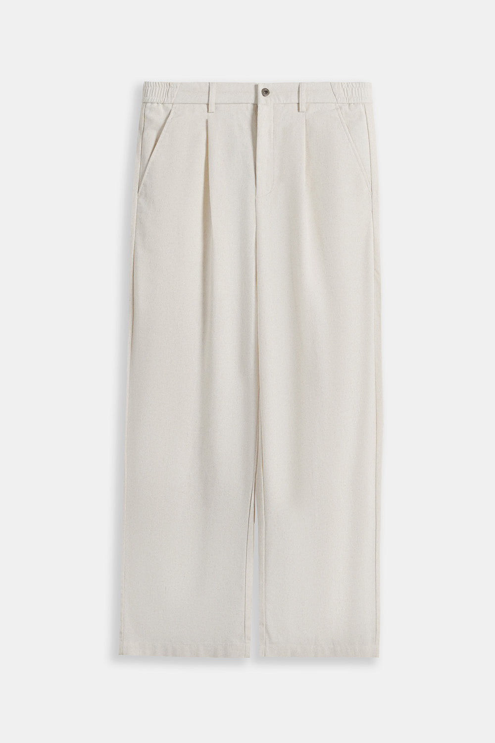 IVORY RELAXED FIT PLEATED PANTS