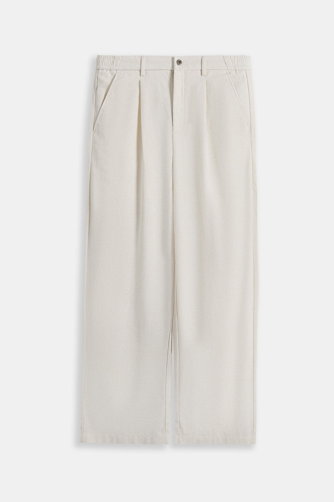 IVORY RELAXED FIT PLEATED PANTS