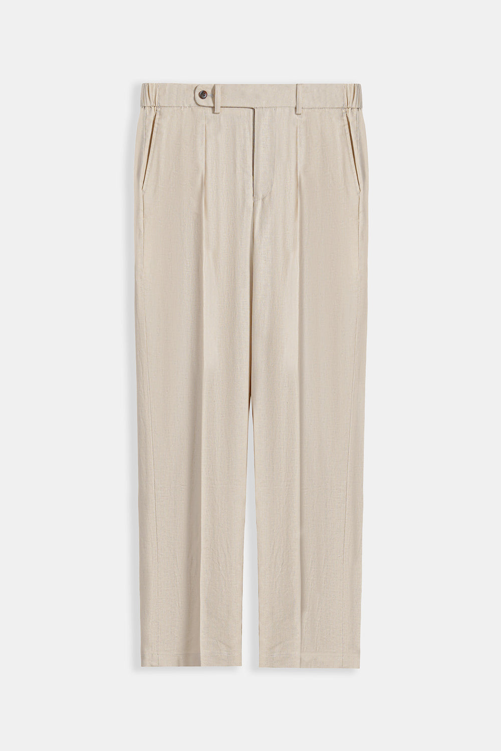 BEIGE TAILORED HERRINGBONE PANTS