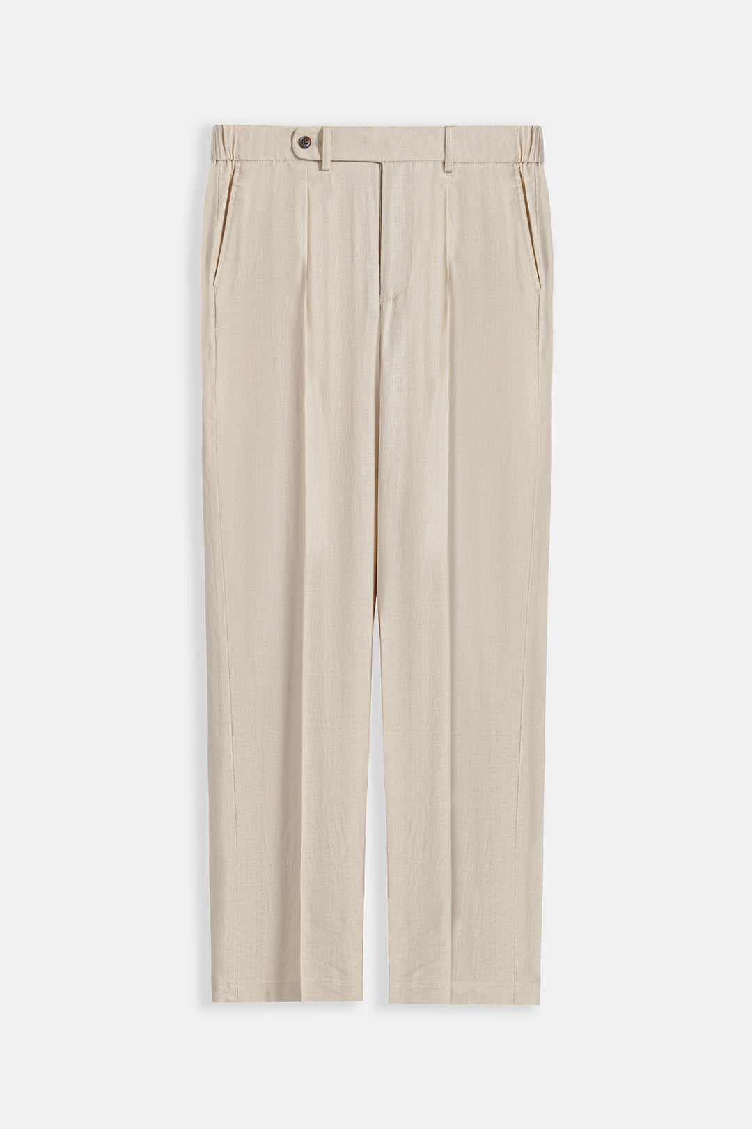 BEIGE TAILORED HERRINGBONE PANTS